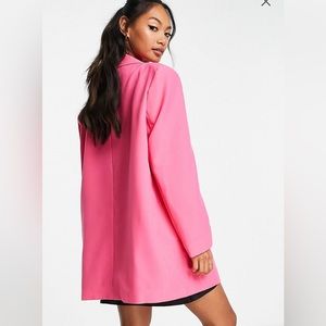 ASOS design boxy oversized grandad blazer in bright pink